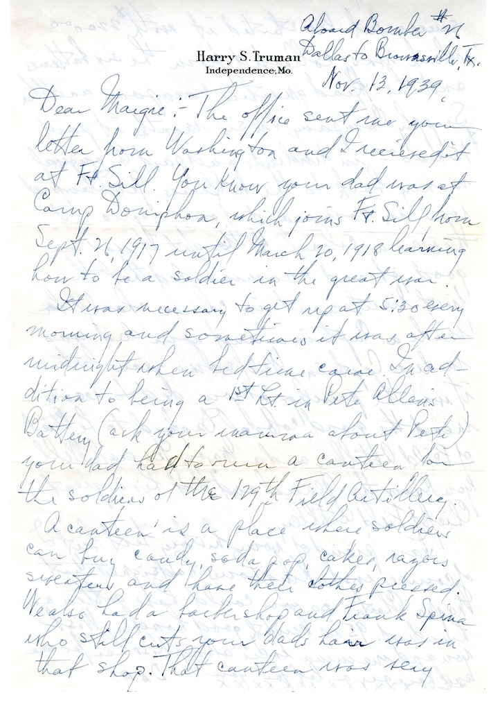 Letter from Harry S. Truman to Margaret Truman