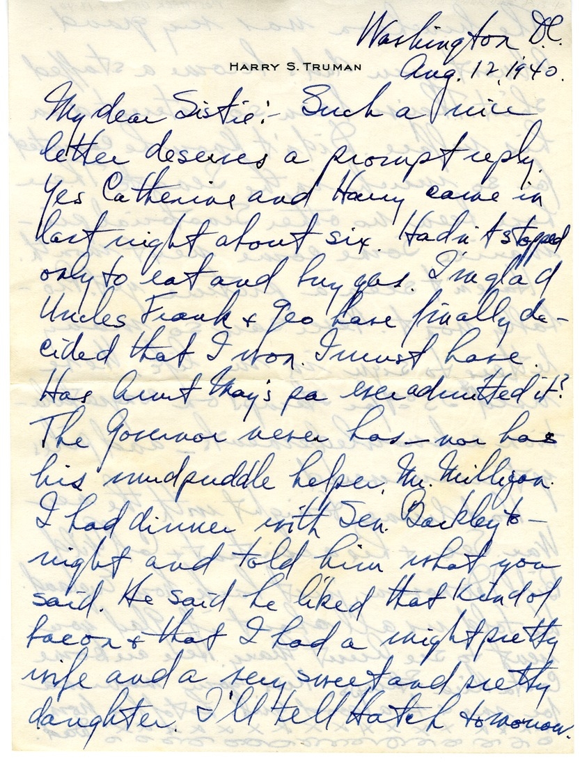 Letter from Harry S. Truman to Margaret Truman