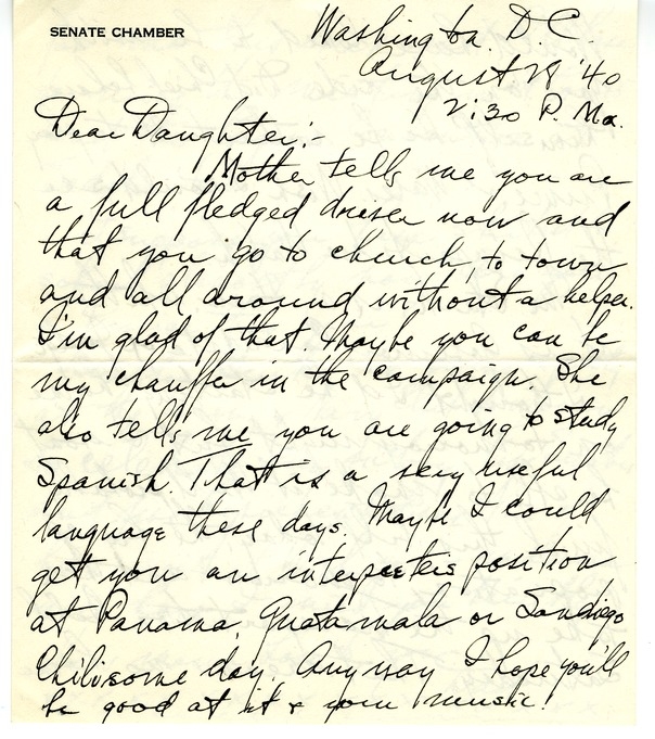 Letter from Harry S. Truman to Margaret Truman