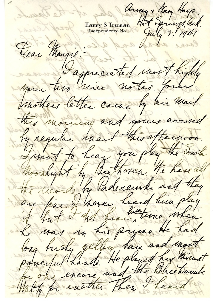 Letter from Harry S. Truman to Margaret Truman