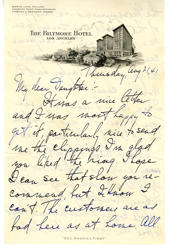 Letter from Harry S. Truman to Margaret Truman