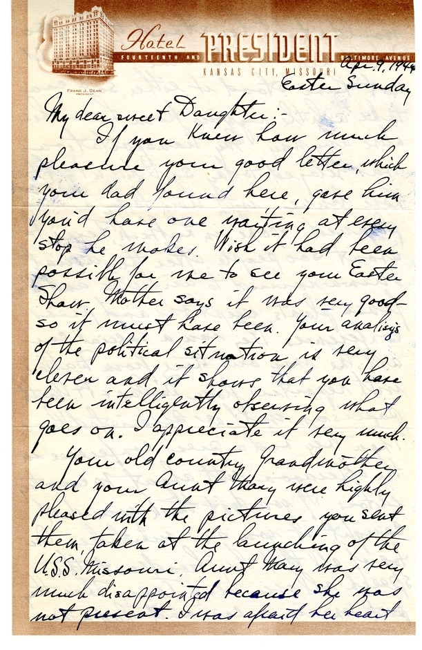 Letter from Harry S. Truman to Margaret Truman