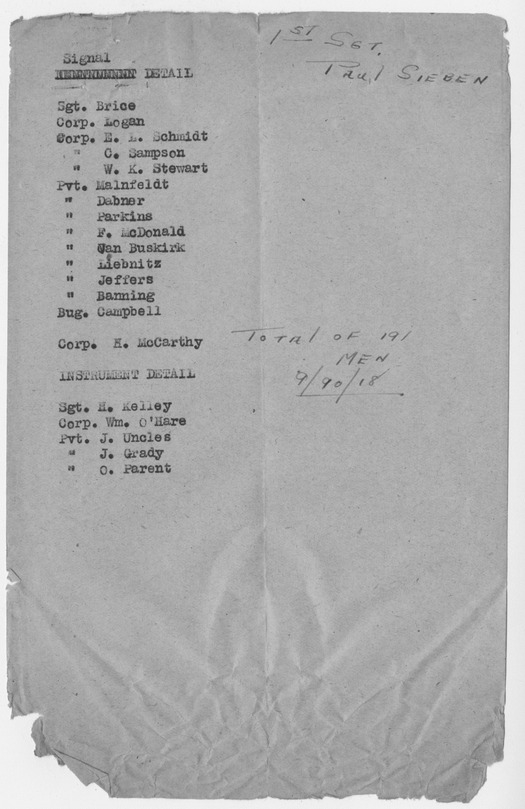 Section Details for Soldiers, Battery D, 129th Field Artillery