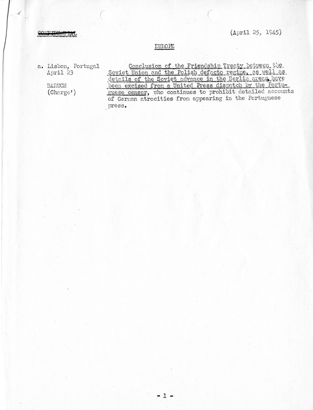 Brief of Telegrams of the Department of State Prepared by Division of Naval Intelligence