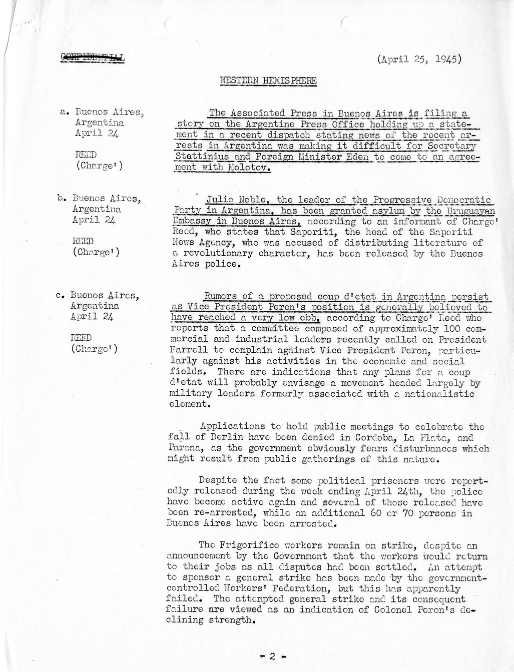 Brief of Telegrams of the Department of State Prepared by Division of Naval Intelligence