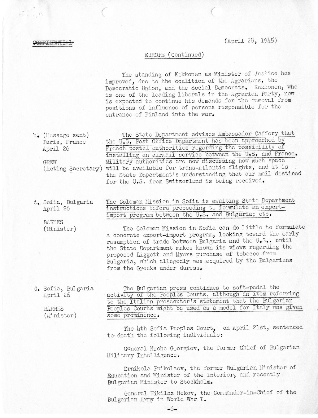 Brief of Telegrams of the Department of State Prepared by Division of Naval Intelligence