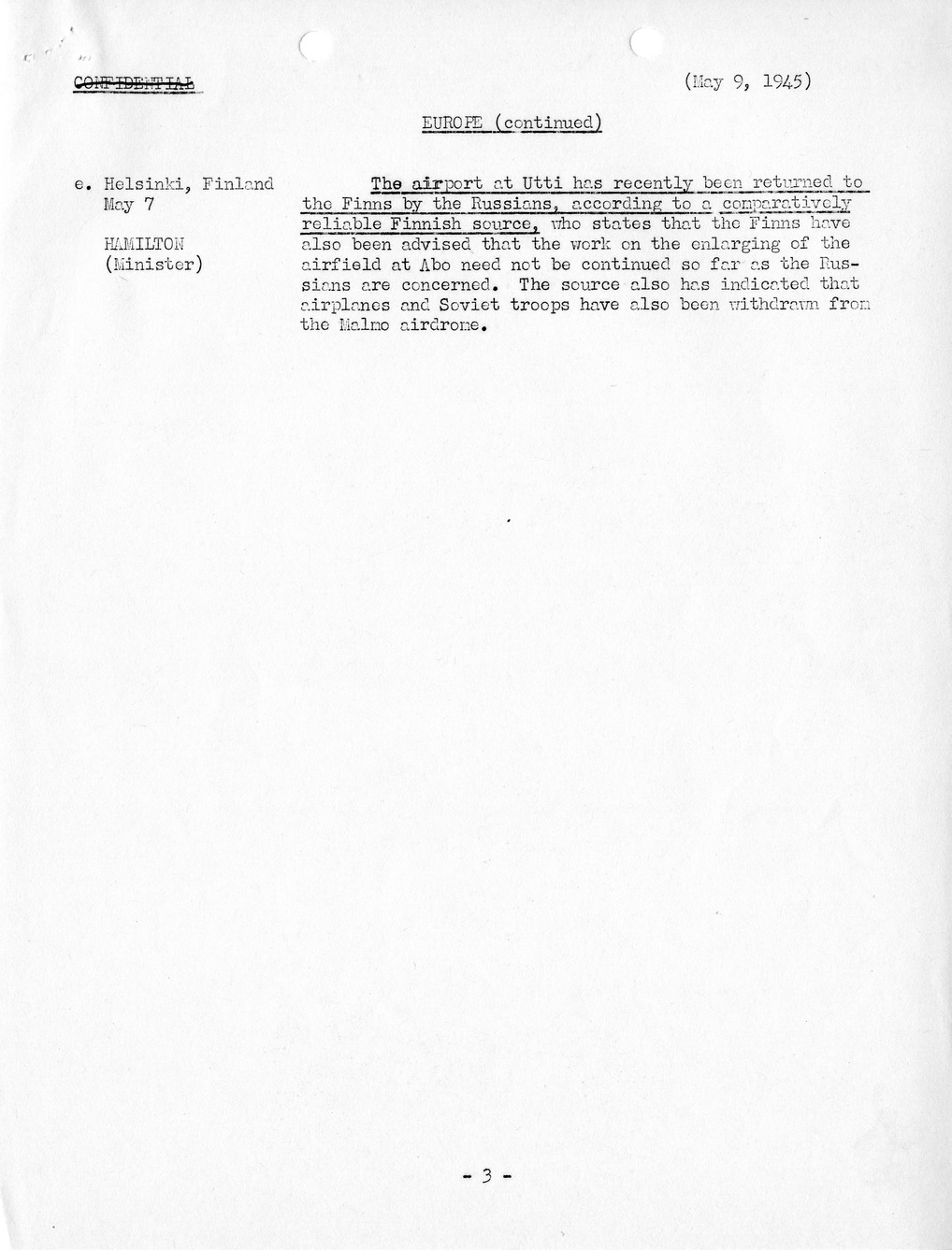 Brief of Telegrams of the Department of State Prepared by Division of Naval Intelligence