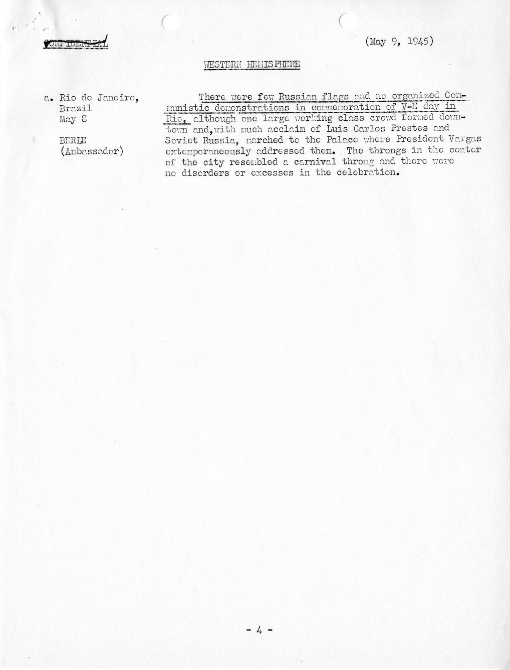 Brief of Telegrams of the Department of State Prepared by Division of Naval Intelligence