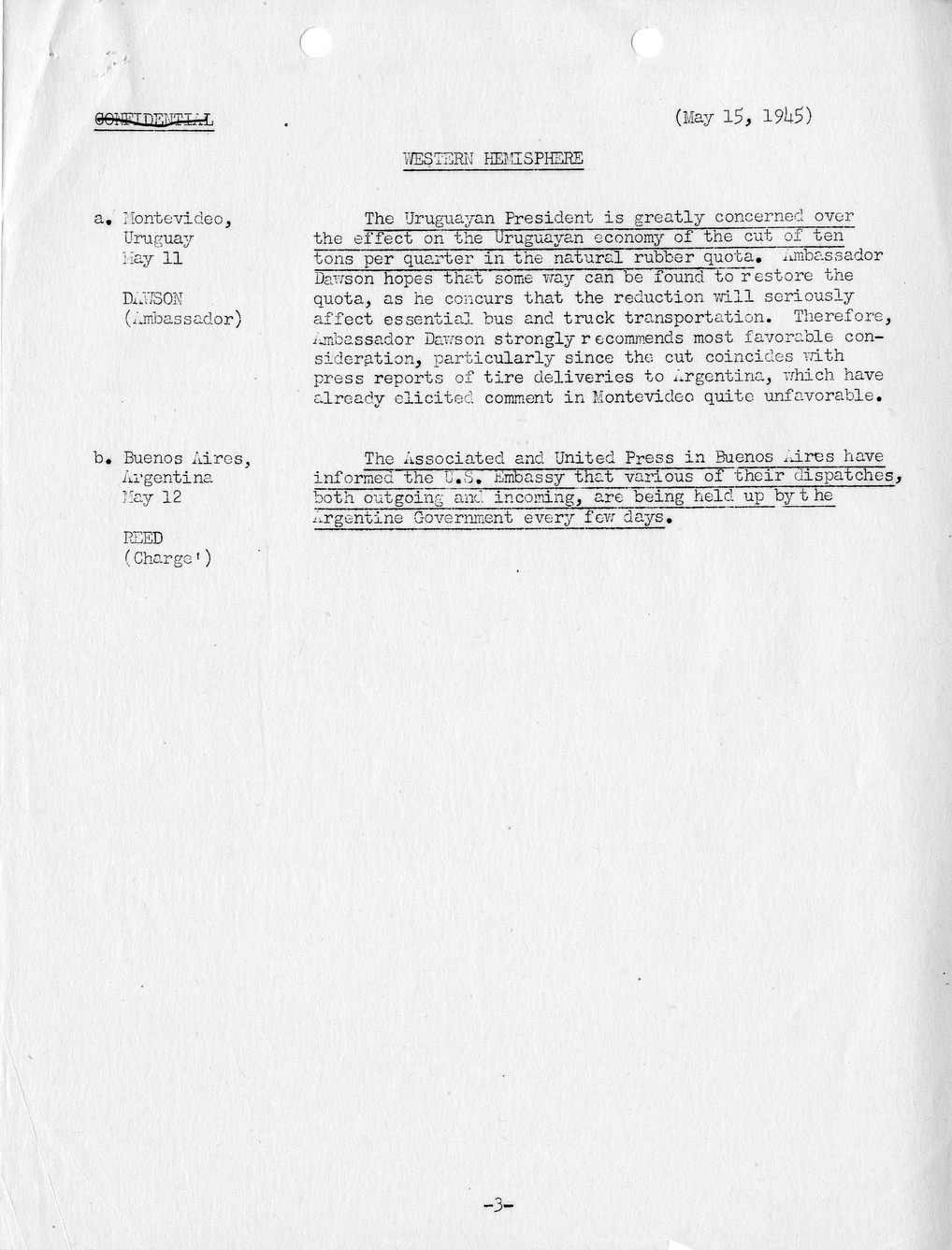 Brief of Telegrams of the Department of State Prepared by Division of Naval Intelligence