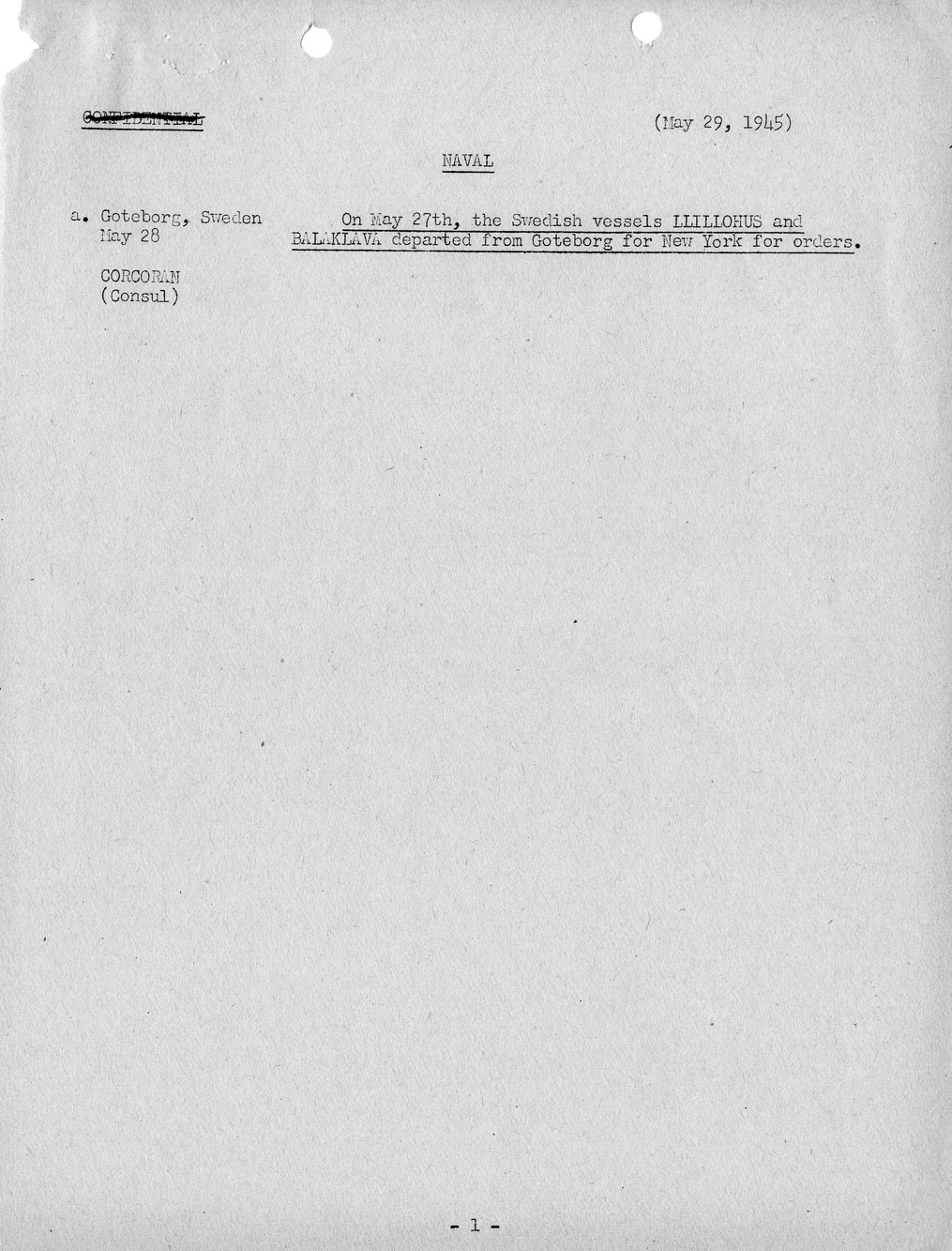 Brief of Telegrams of the Department of State Prepared by Division of Naval Intelligence