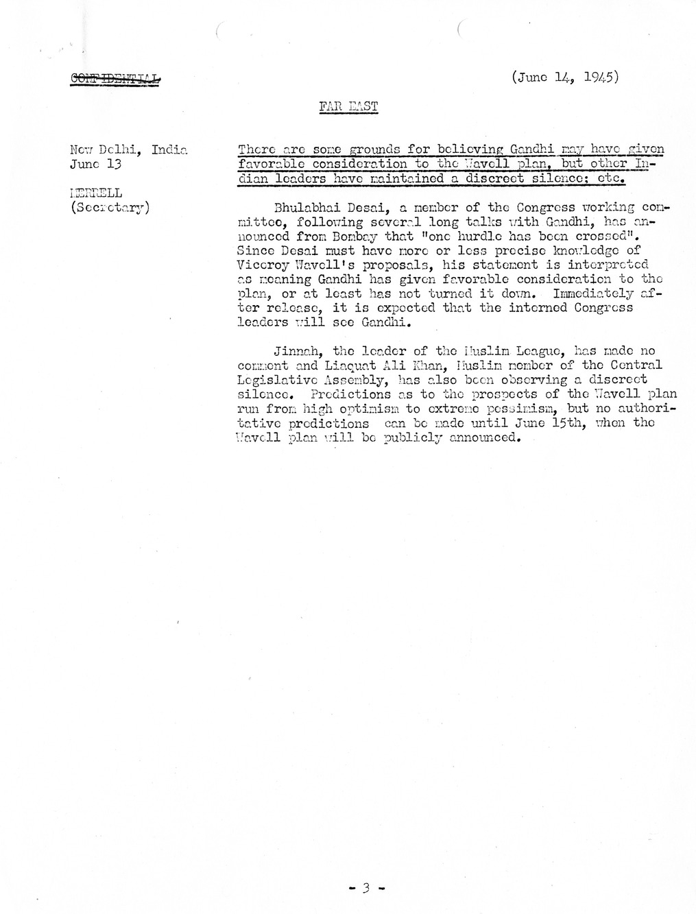 Brief of Telegrams of the Department of State Prepared by Division of Naval Intelligence