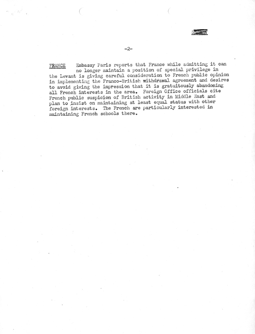 Memorandum, State Department Summary of Telegrams