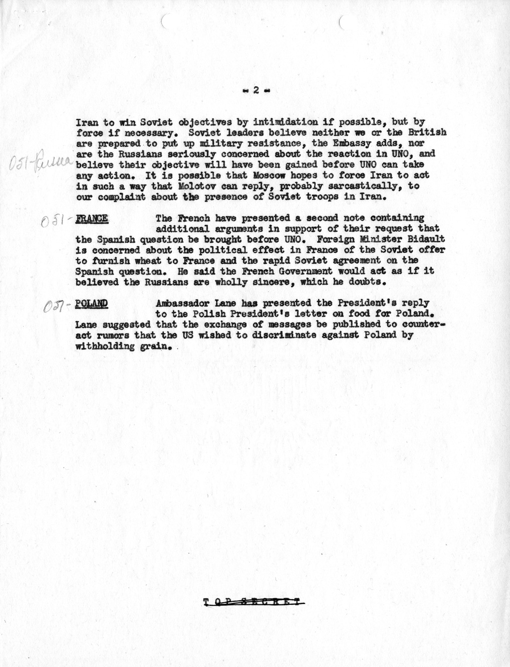 Memorandum, Department of State Summary of Telegrams