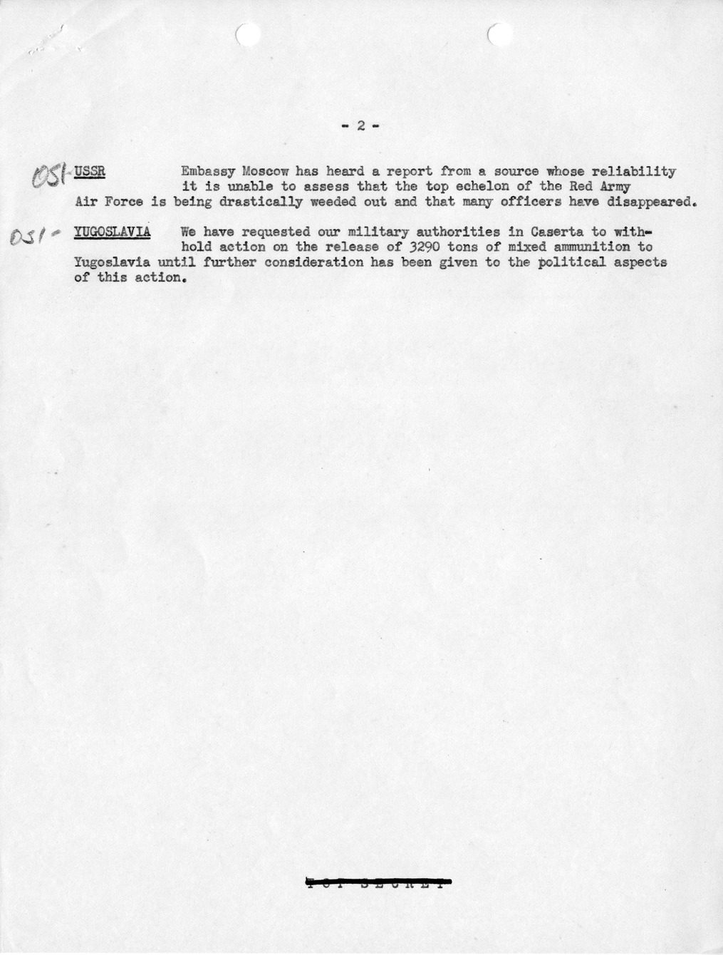 Memoranudm, Department of State Summary of Telegrams