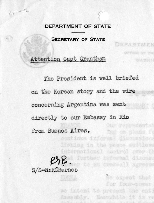 Memorandum, Department of State Summary of Telegrams