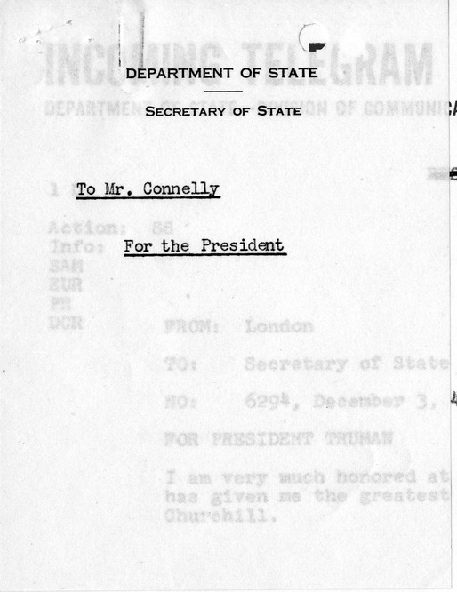 Telegram from Ambassador Lewis Douglas to Secretary of State George Marshall