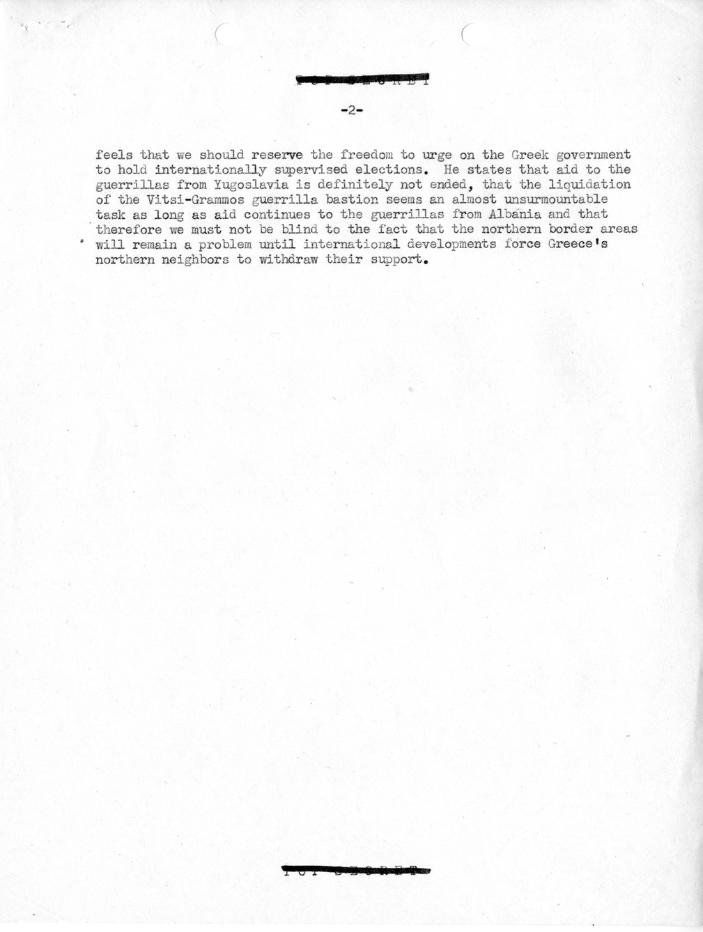 Memorandum, Department of State Summary of Telegrams