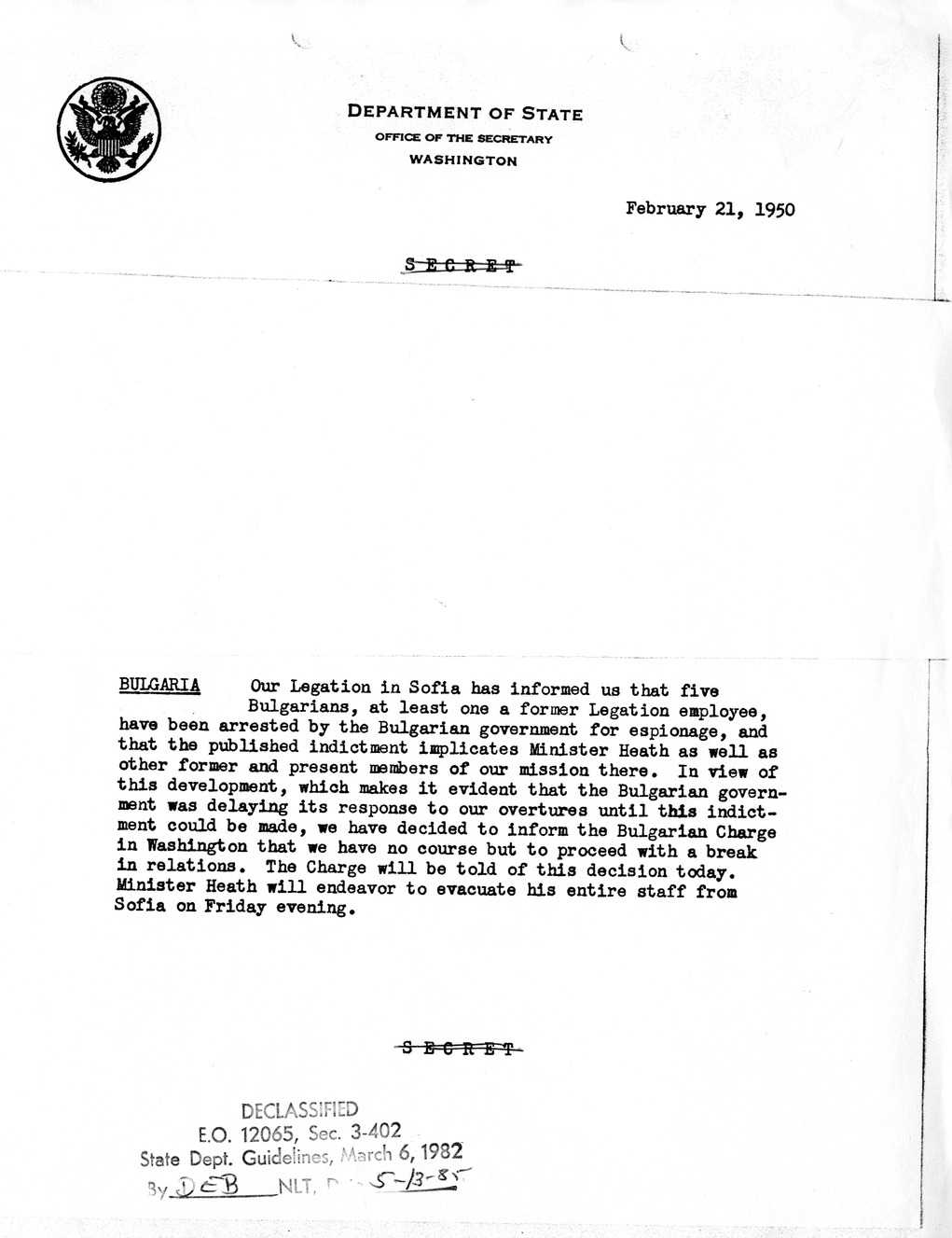 Memorandum, Department of State Summary of Telegrams [Sanitized]