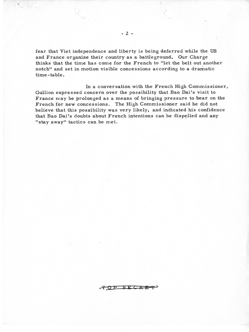 Memorandum, Department of State Summary of Telegrams