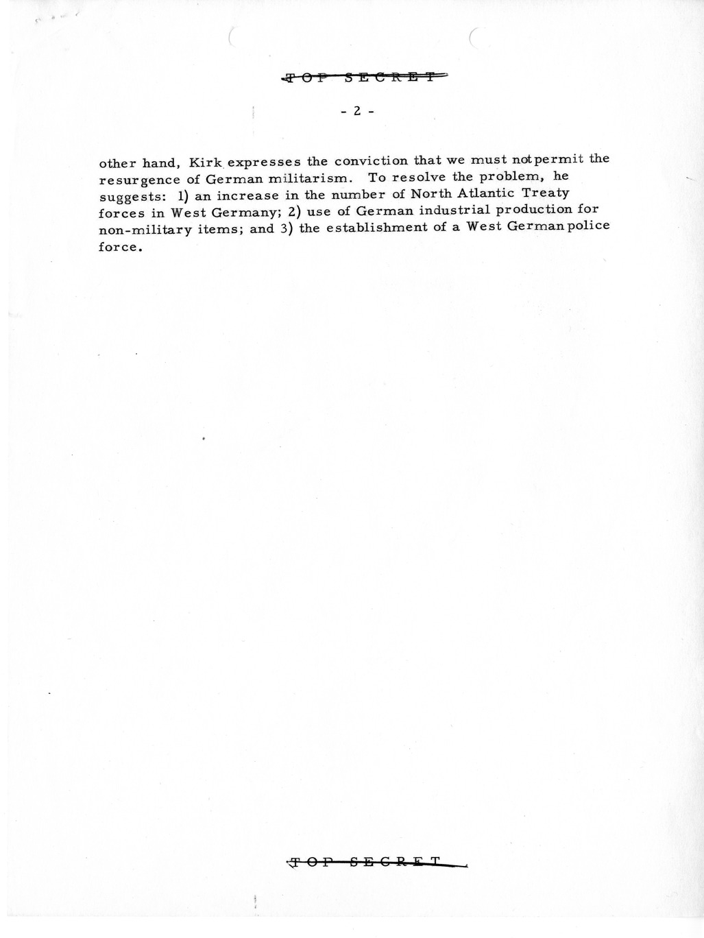 Memorandum, State Department Summary of Telegrams