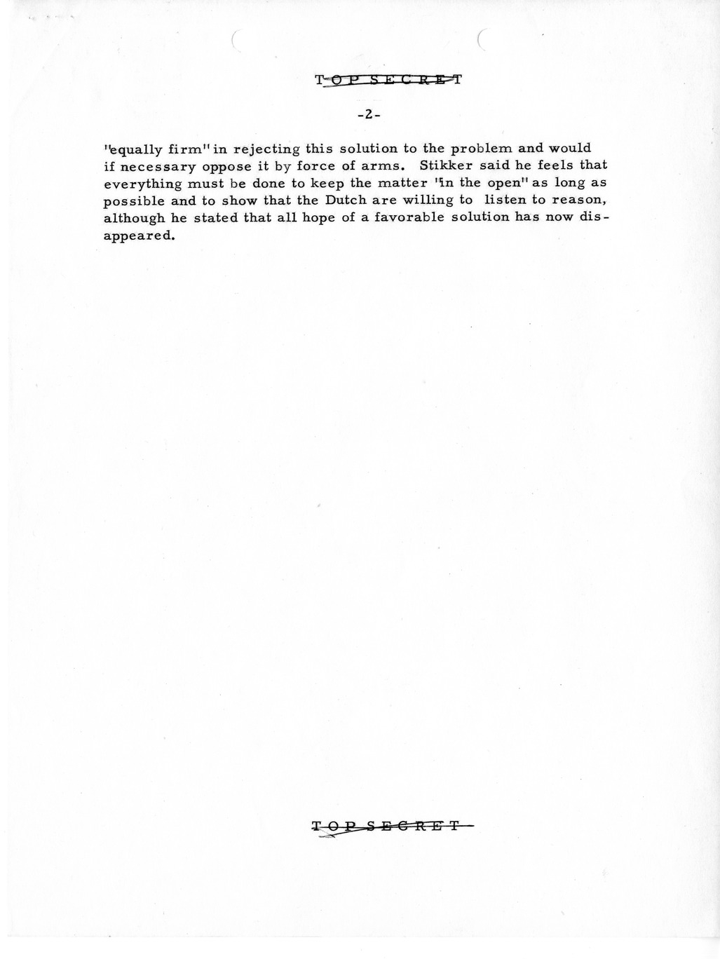 Memorandum, State Department Summary of Telegrams