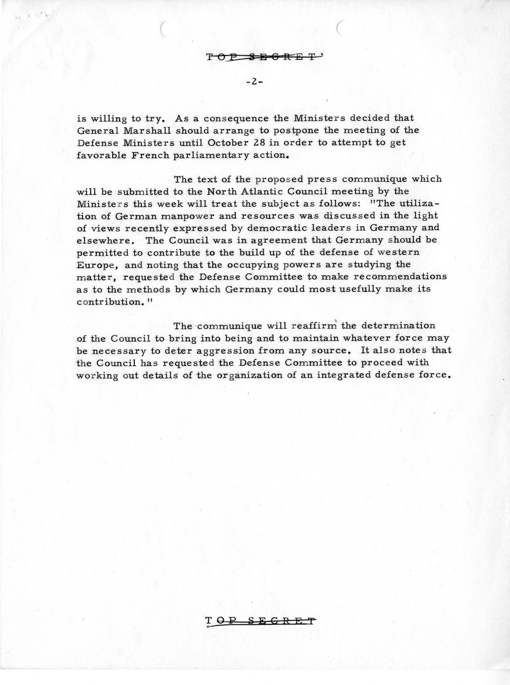 Memorandum, Department of State Summary of Telegrams