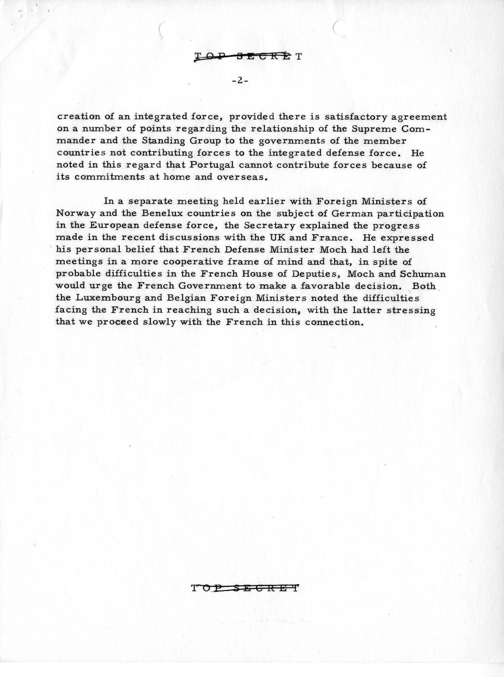 Memorandum, Department of State Summary of Telegrams