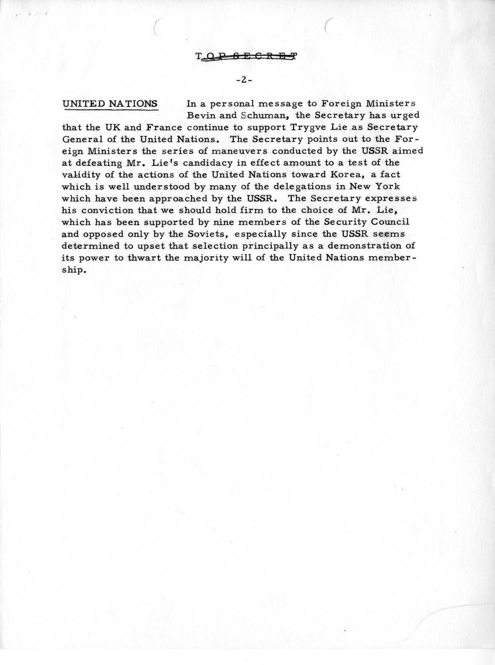 Memorandum, Department of State Summary of Telegrams