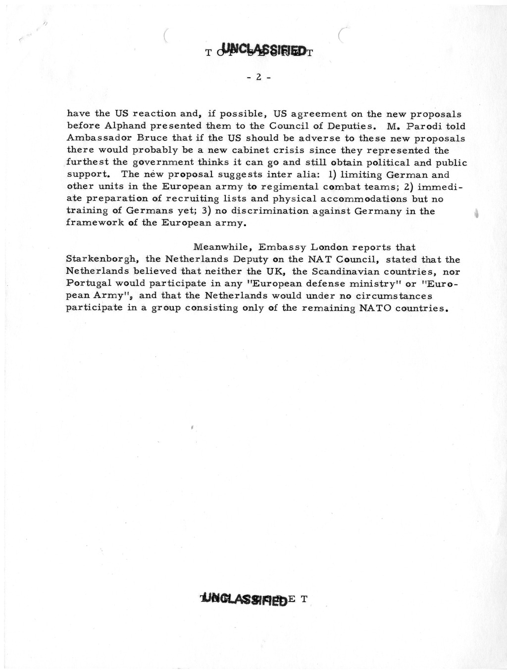 Memorandum, Department of State Summary of Telegrams