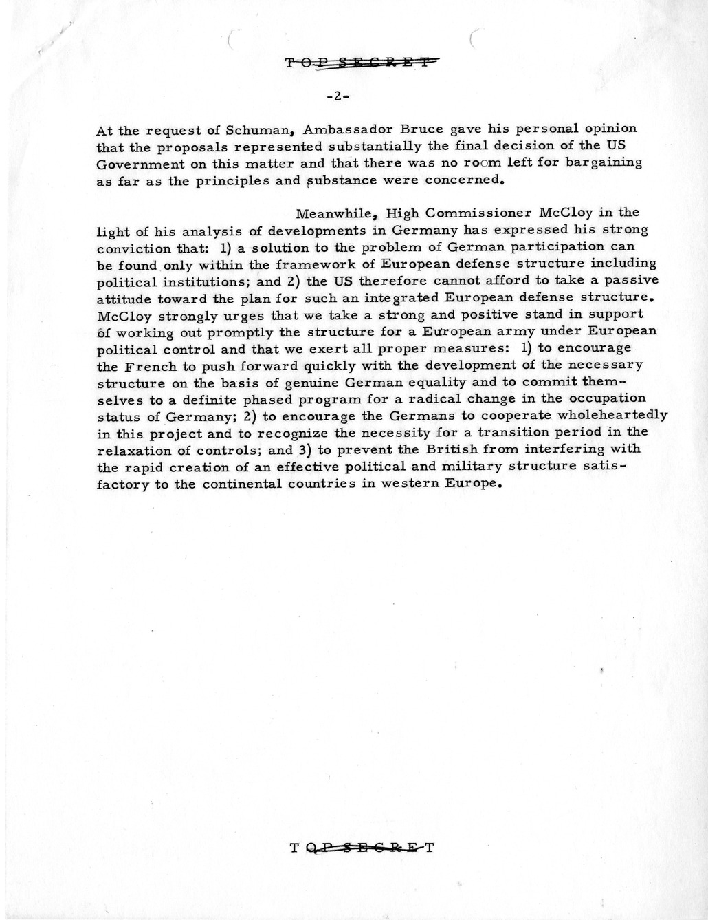 Memorandum, State Department Summary of Telegrams