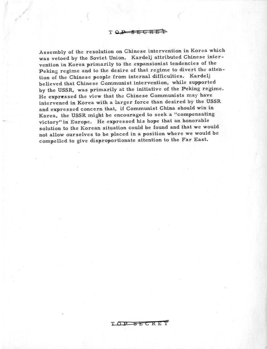 Memorandum, State Department Summary of Telegrams