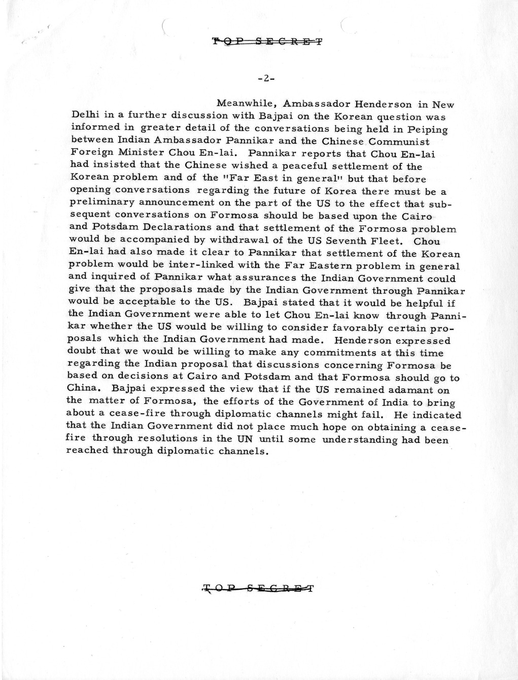 Memorandum, Department of State Summary of Telegrams