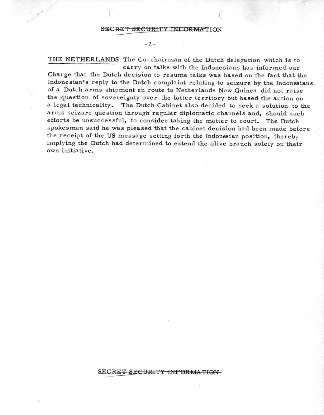 Memorandum, State Department Summary of Telegrams