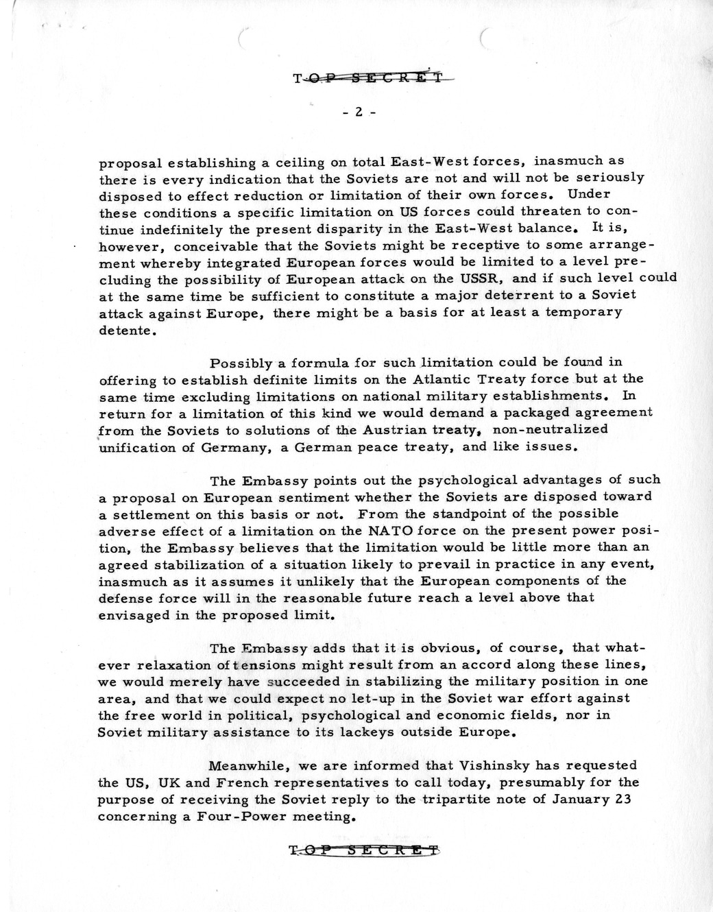 Memorandum, State Department Summary of Telegrams