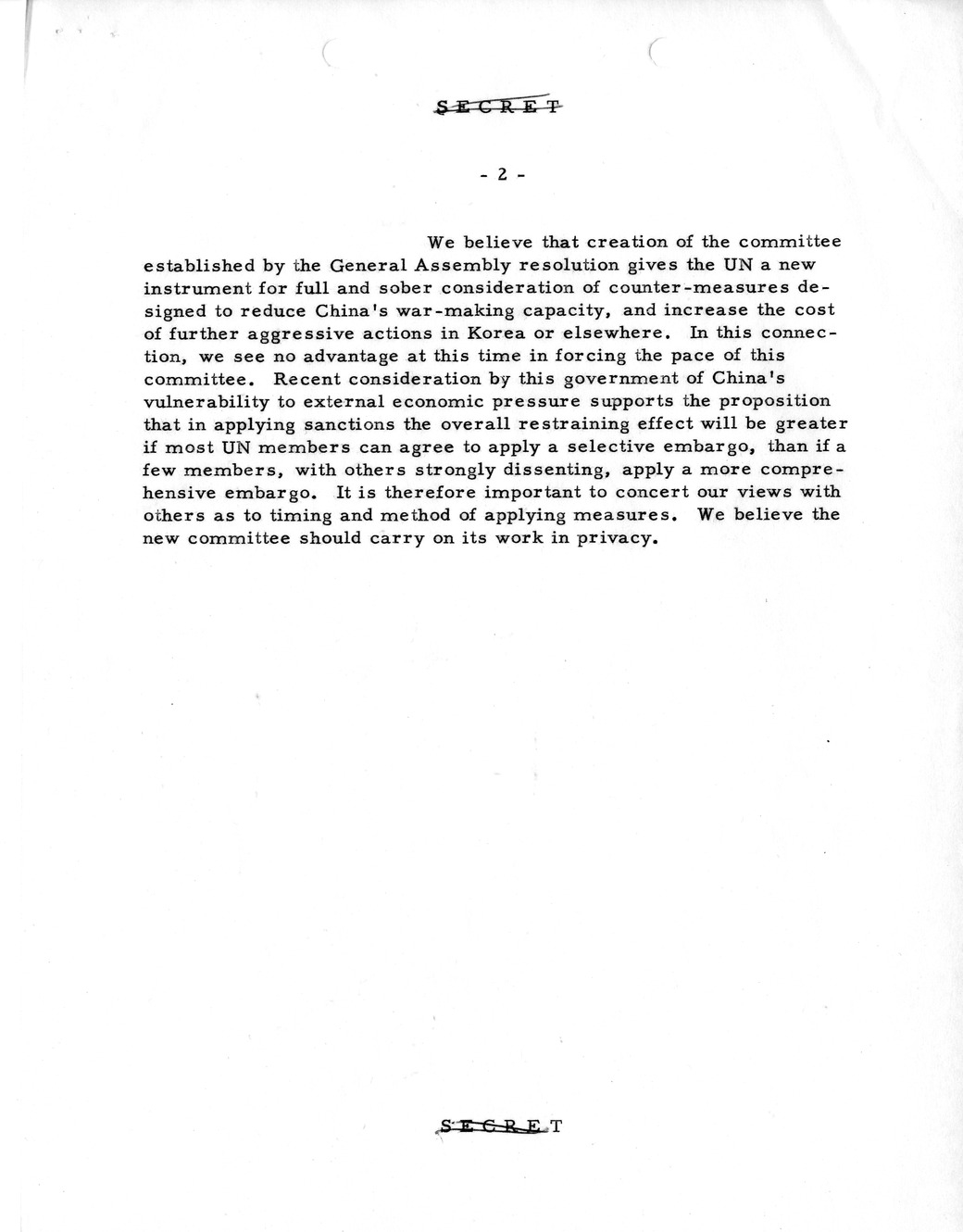 Memorandum, State Department Summary of Telegrams