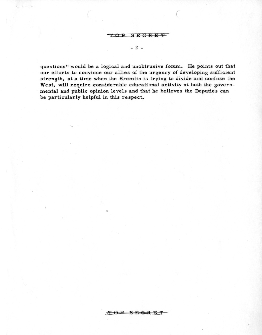 Memorandum, State Department Summary of Telegrams