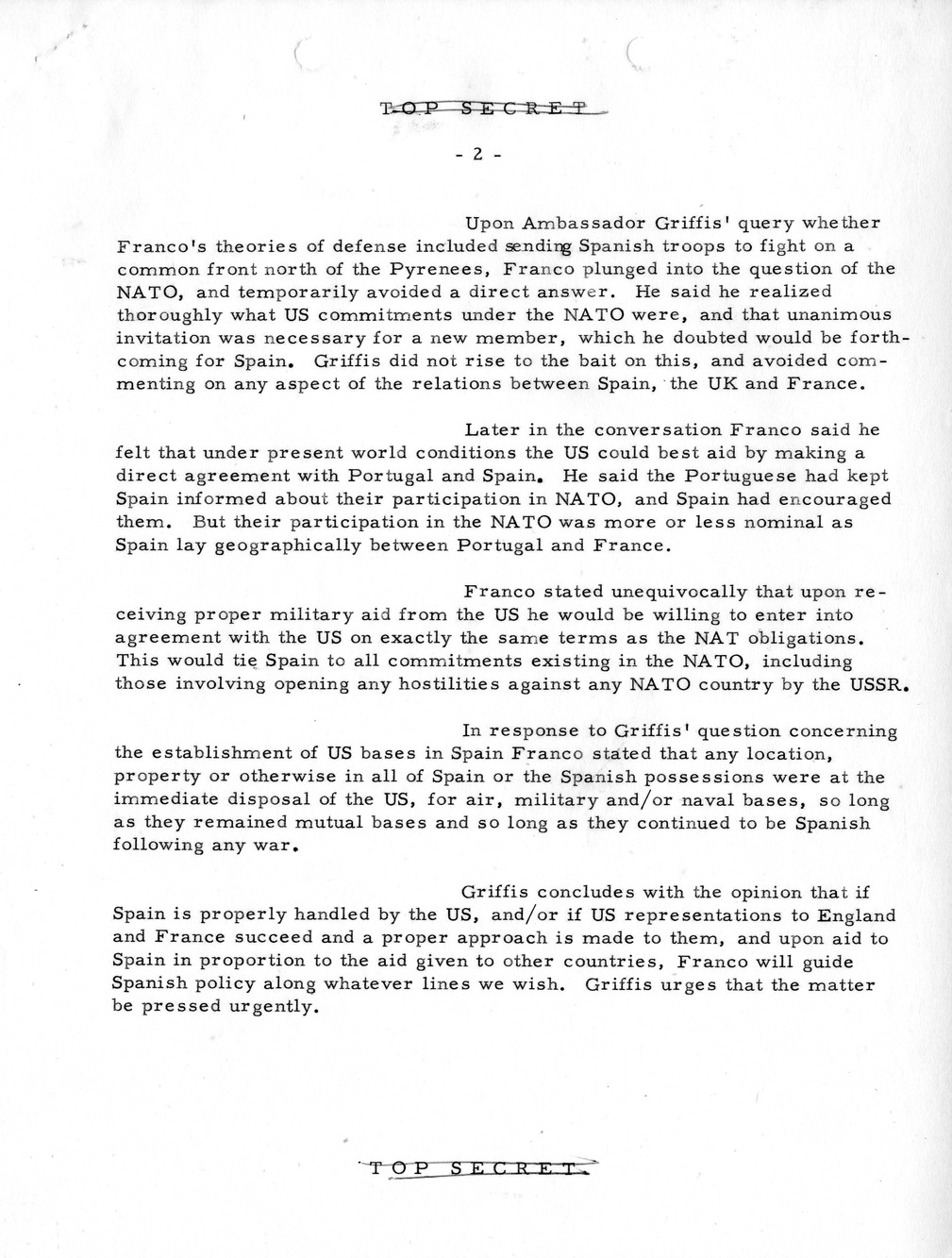 Memorandum, State Department Summary of Telegrams