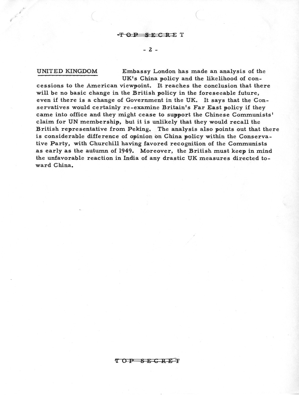 Memorandum, State Department Summary of Telegrams