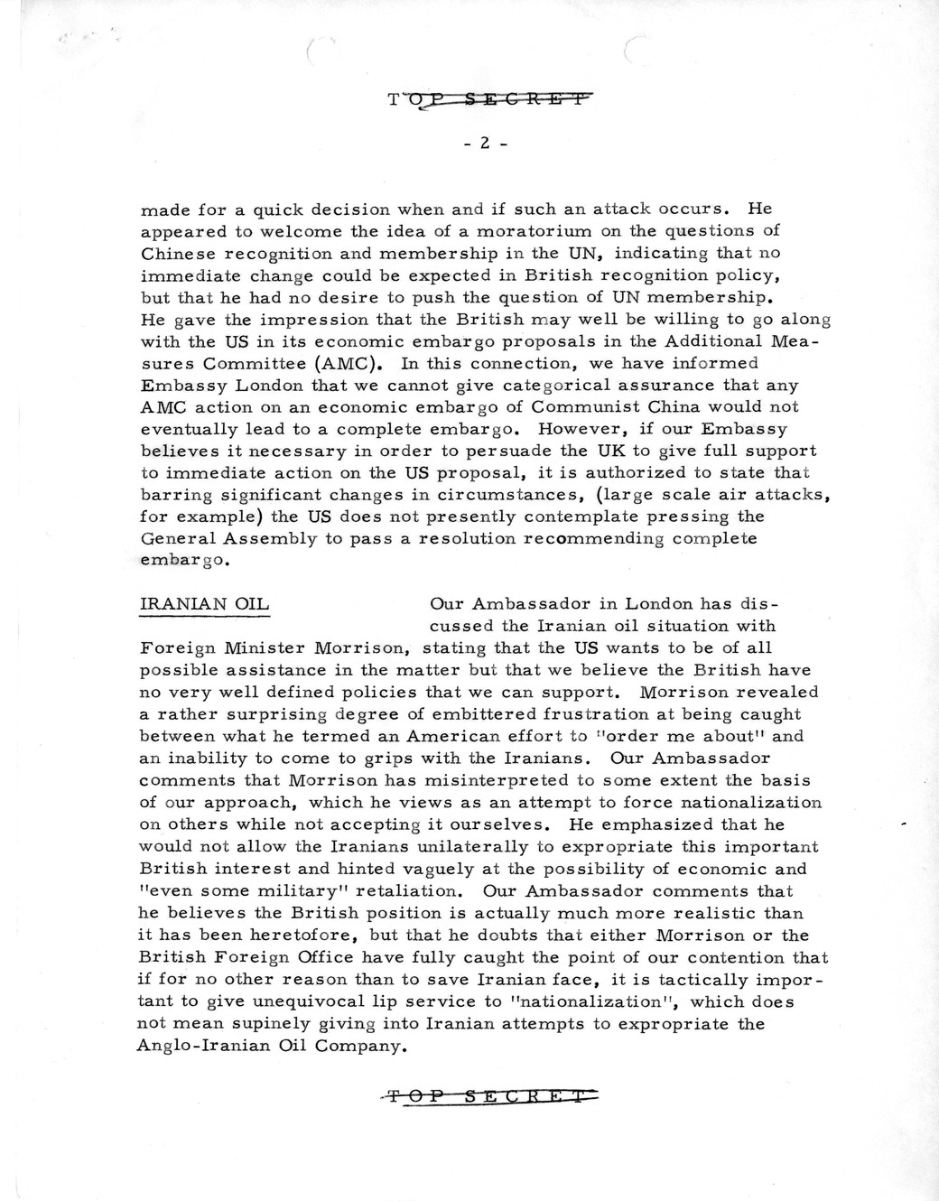 Memorandum, State Department Summary of Telegrams