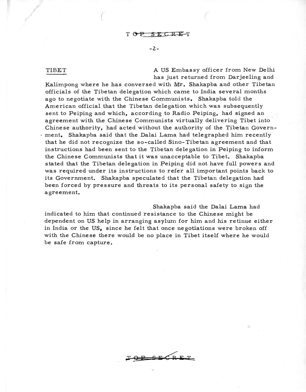 Memorandum, State Department Summary of Telegrams