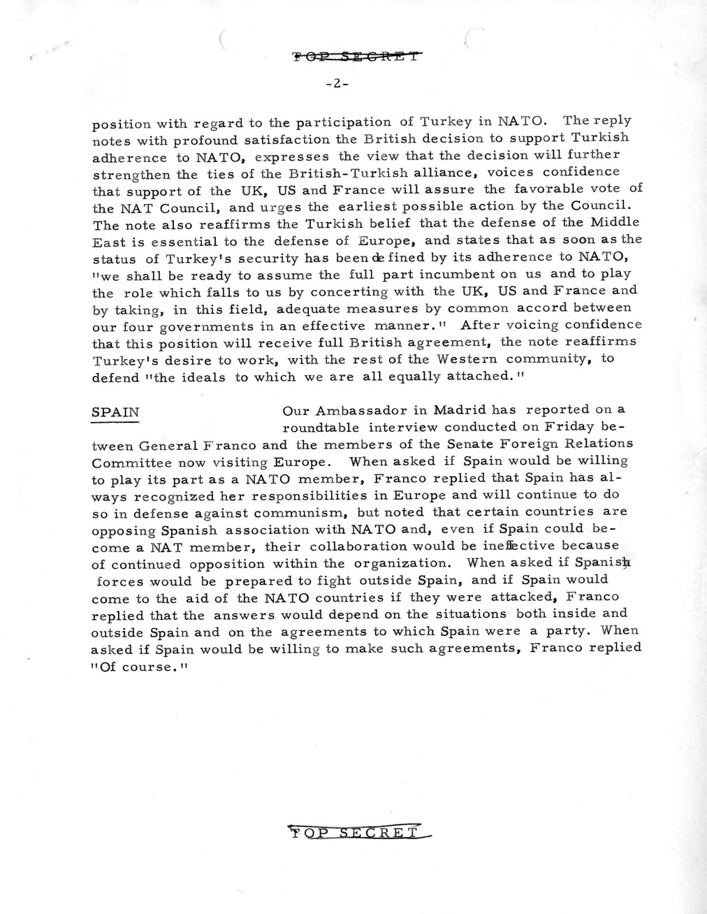 Memorandum, State Department Summary of Telegrams