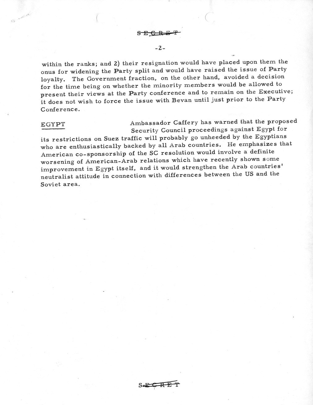 Memorandum, State Department Summary of Telegrams