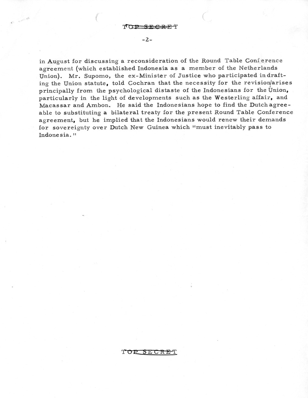 Memorandum, State Department Summary of Telegrams