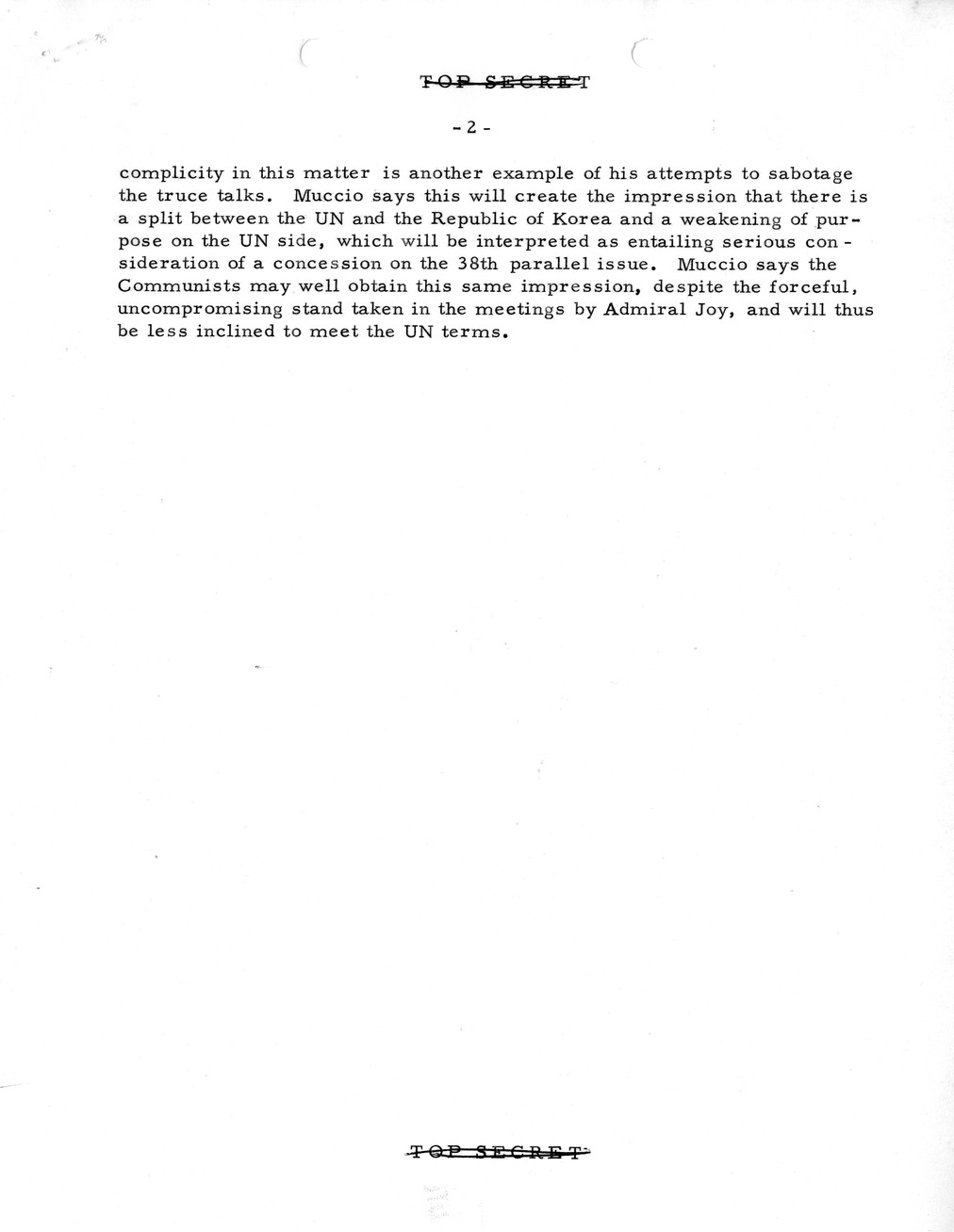 Memorandum, State Department Summary of Telegrams