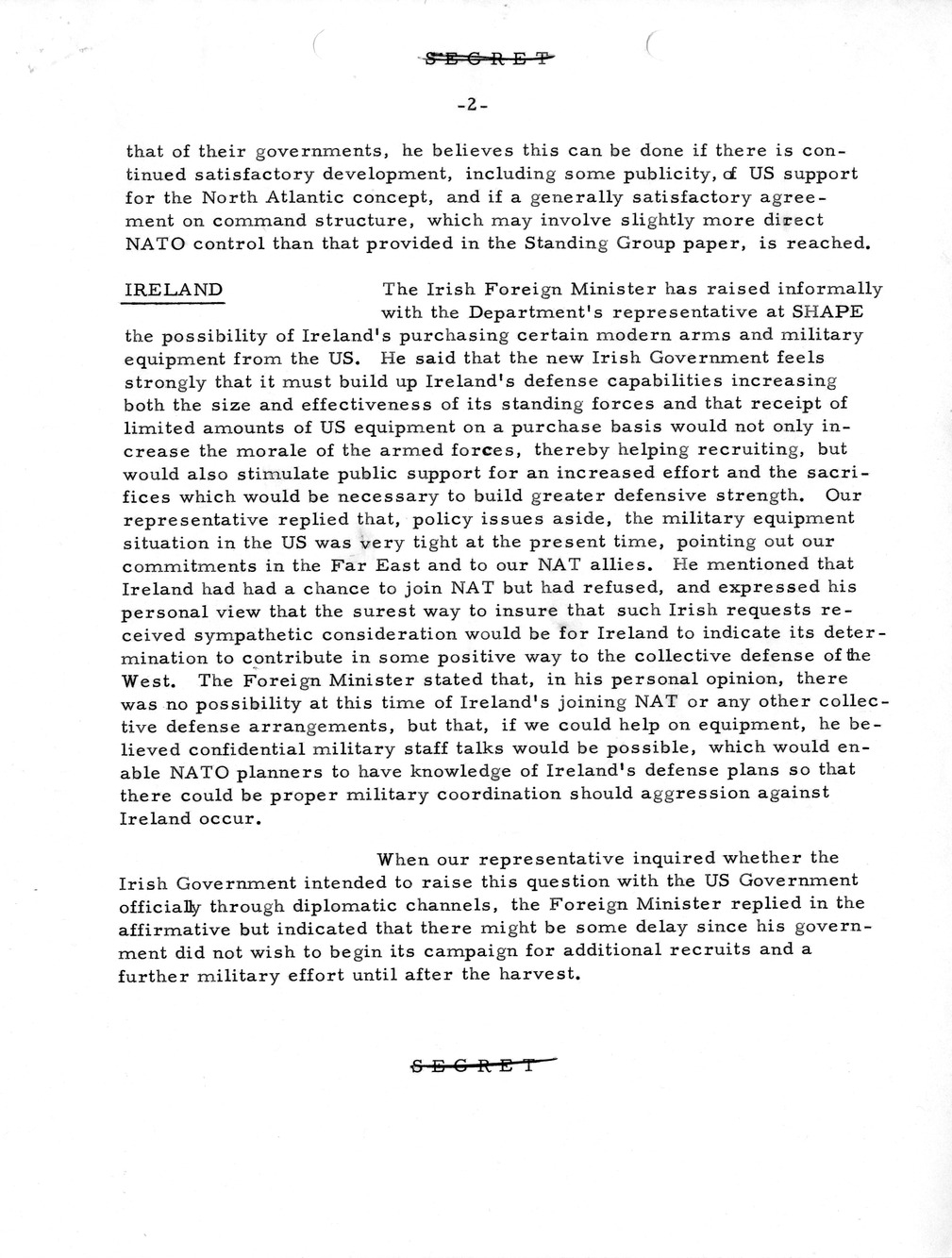 Memorandum, State Department Summary of Telegrams