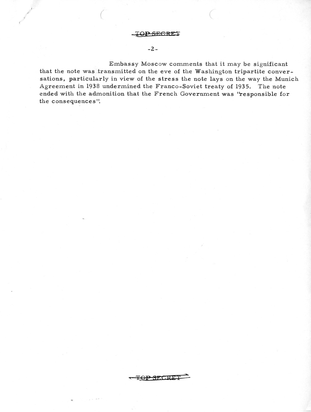 Memorandum, State Department Summary of Telegrams