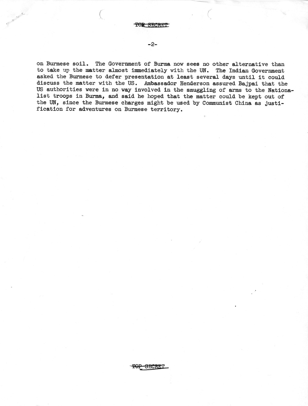 Memorandum, State Department Summary of Telegrams