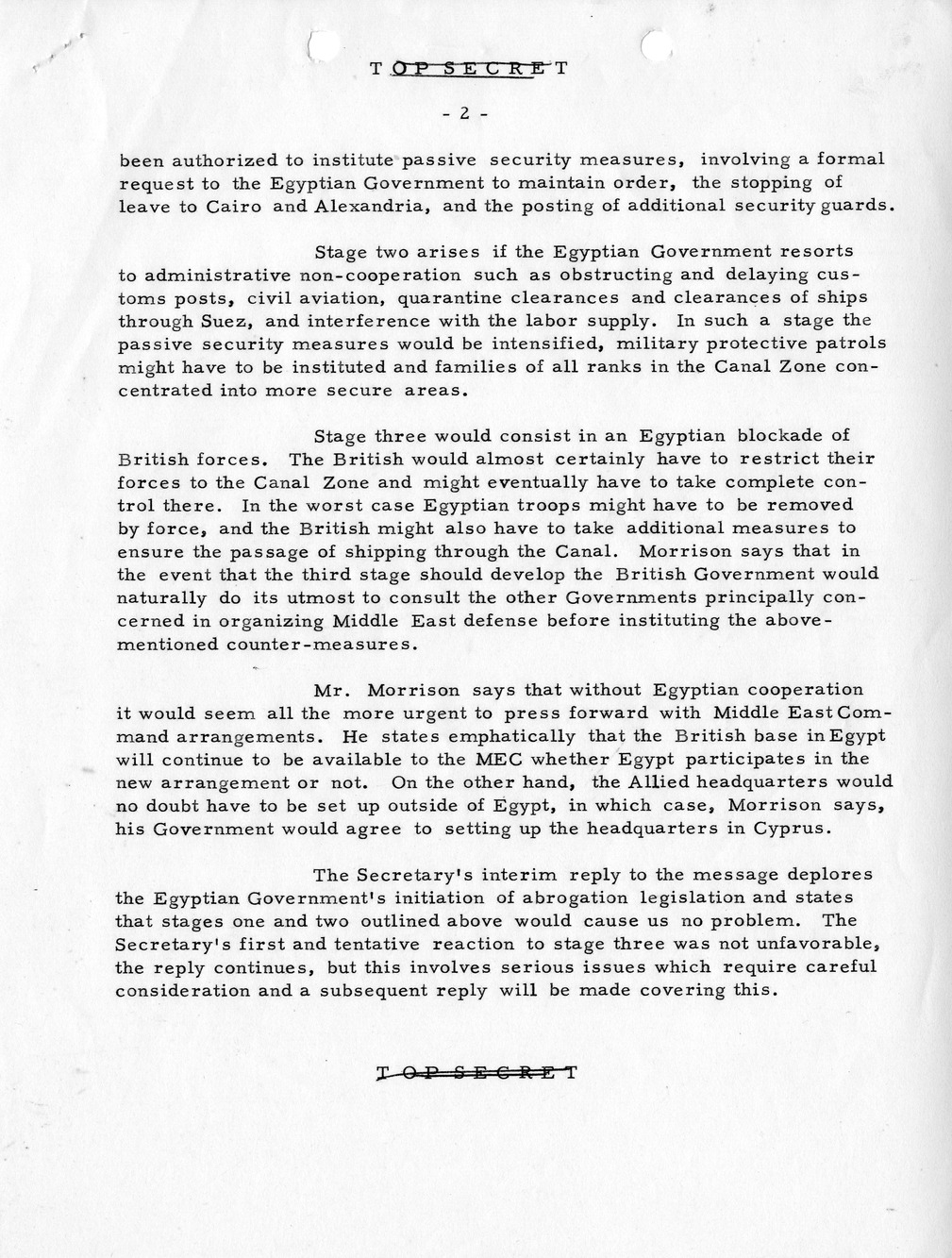 Memorandum, State Department Summary of Telegrams