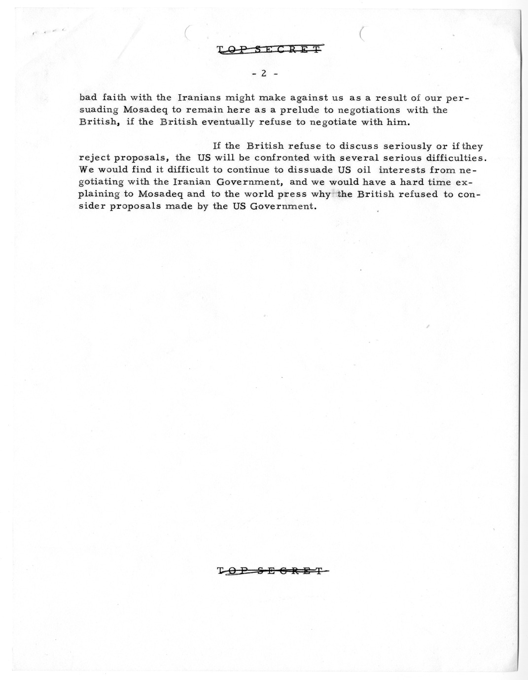 Memorandum, State Department Summary of Telegrams