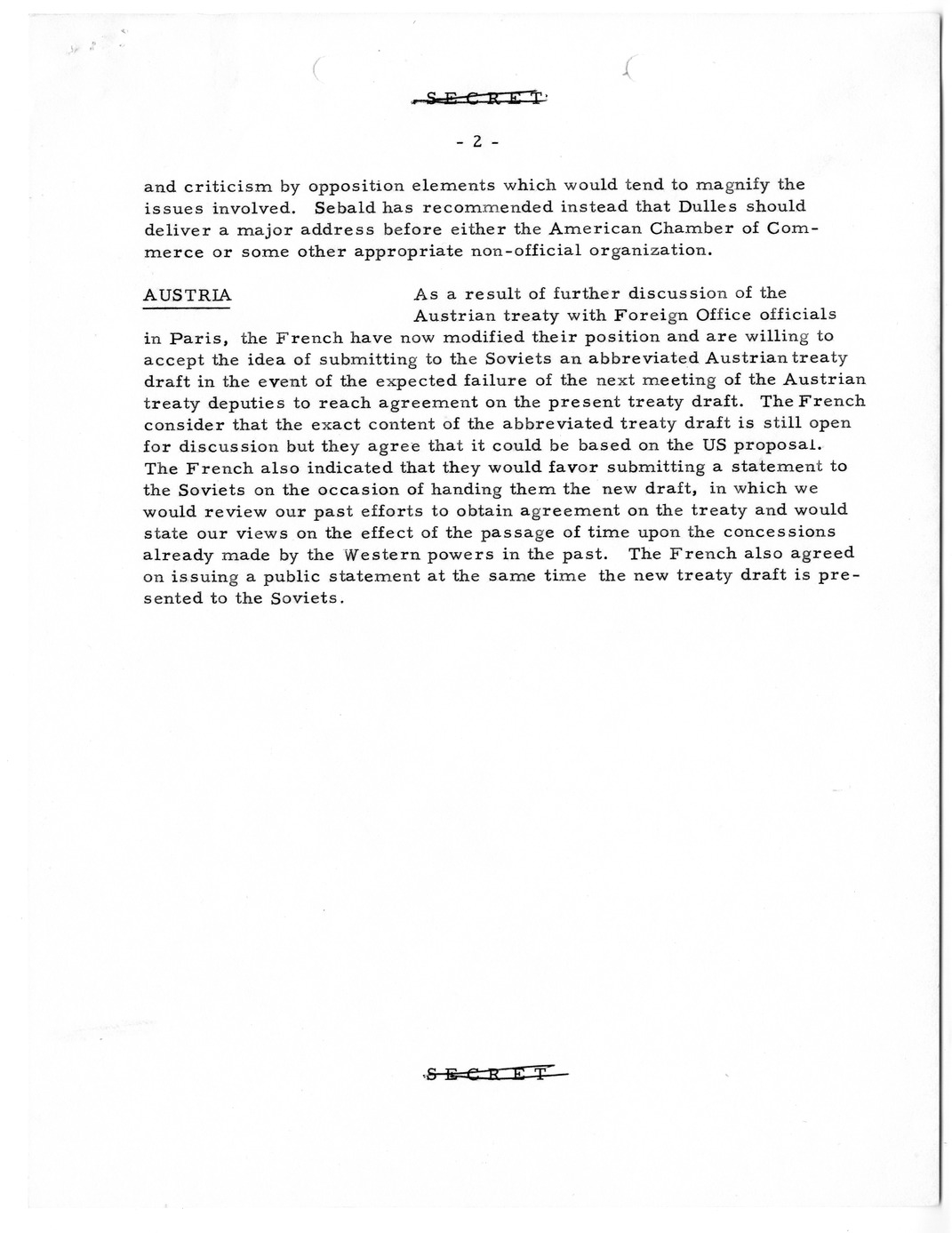 Memorandum, State Department Summary of Telegrams